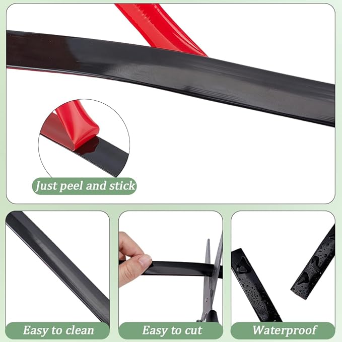 GORGECRAFT 6.56 Yard Ceramic Tile Gap Tape 0.6 Inch Self-Adhesive Caulk Strip Black Sealing Strips Waterproof Peel and Stick Tape Roll Floor Edge Sealant Trim for Shower Bathtub Bathroom Toilet