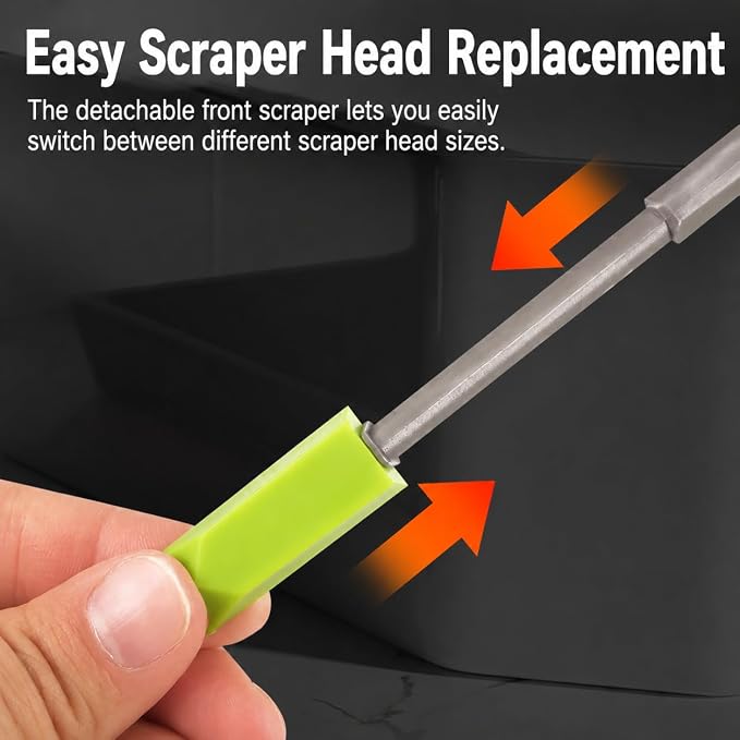 Caulk Remover Tool Kit, 10Pcs Silicone Caulking Tool with Handle and 9 Interchangeable Heads for Bathroom Kitchen Glass Seam Repair