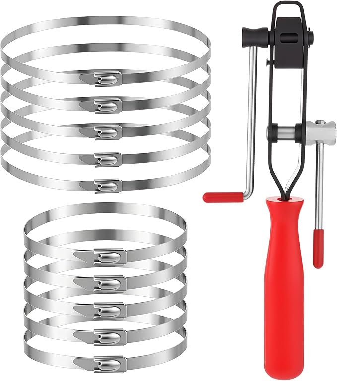 CV Joint Banding Boot Axle Clamp Pliers with 100 PCS Stainless Steel CV Joint Boot Band Clamps Automotive Boots Clamp Pliers Axle Boots Clamps for Most Cars