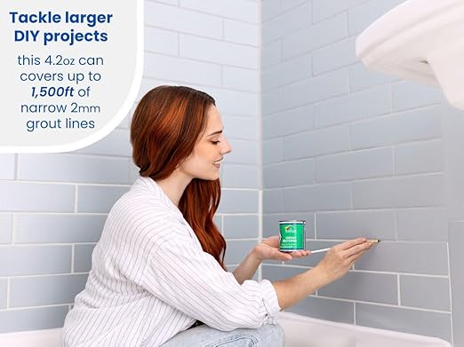 Grout Pen Grout Paint: Waterproof Tile Paint Grout Refresh Restorer for Floor, Kitchen & Bathroom Shower Tiles - Light Grey - Can Size for Larger Projects - 125ml (4.2oz)
