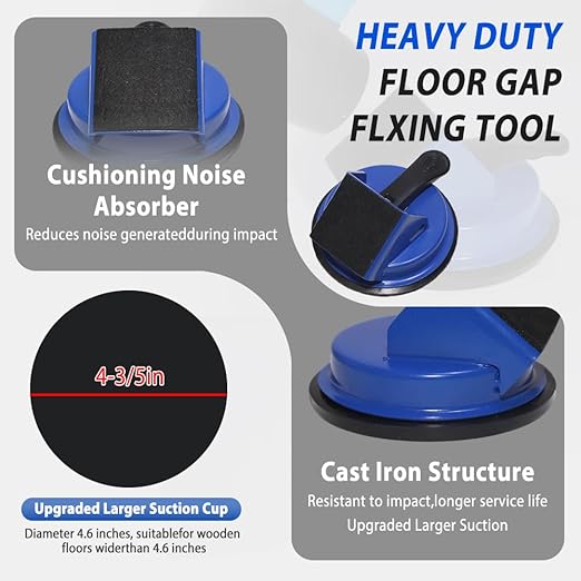 Heavy Duty Floor Gap Fixer Tool, Professional Vinyl Floor Gap Repair Tool for Laminate Flooring, 45° Striking Surface & Enhanced Suction Cup, Includes 5pcs Extra Sticky Pads