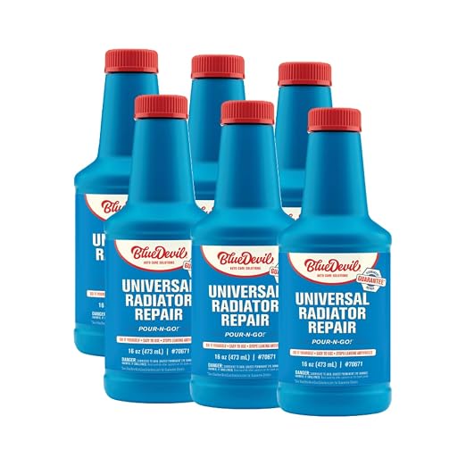 BlueDevil Pour-N-Go Universal Radiator Repair | DIY Permanent Automotive Leak Repair | Seal & Stop Leaks in Automotive Cooling Systems | 16 oz. | Pack of 6 | Gas or Diesel Multi-Vehicle Formula
