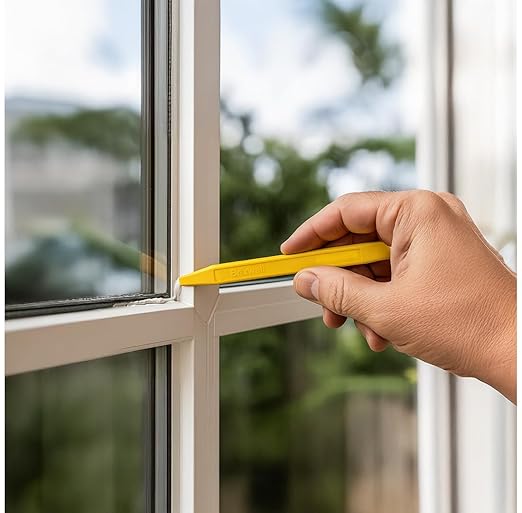 Chisel End Stick Tool, Plastic Construction, Yellow Finish, 7-7/8" Length, 5/8" Width, Non-Scratch Tool for Caulking, Sealant, Window Channels, Gaskets, Glazing, and Painting Applications - pack of 10