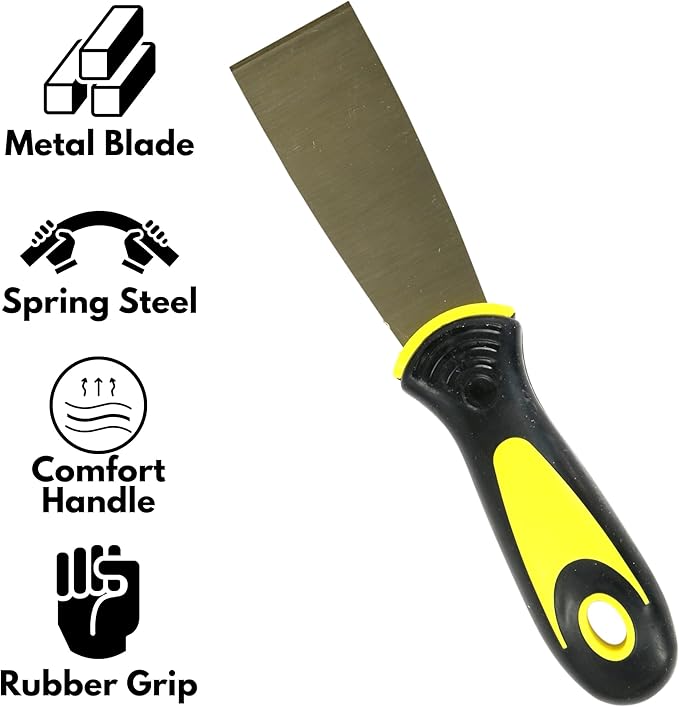 Harrier Hardware 4-Pack Soft Grip Handle Putty Scraper Knife, Flexible Blade, 1.5-inch Wide