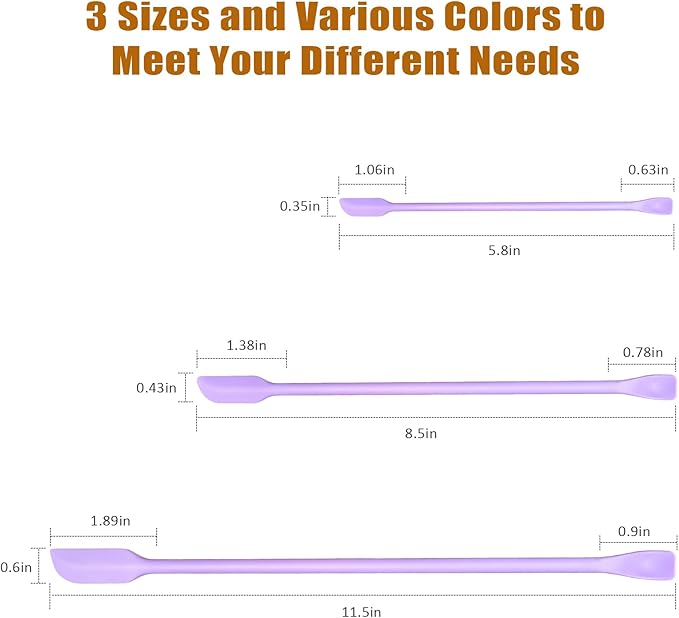 Silicone Spatula Set (3Pcs) - Mini Scraper Tool for Beauty & Food （Reach Every Last Drop - Multi-Size Spatulas for Makeup Jars, Lotion Bottles & Kitchen Containers） Purple