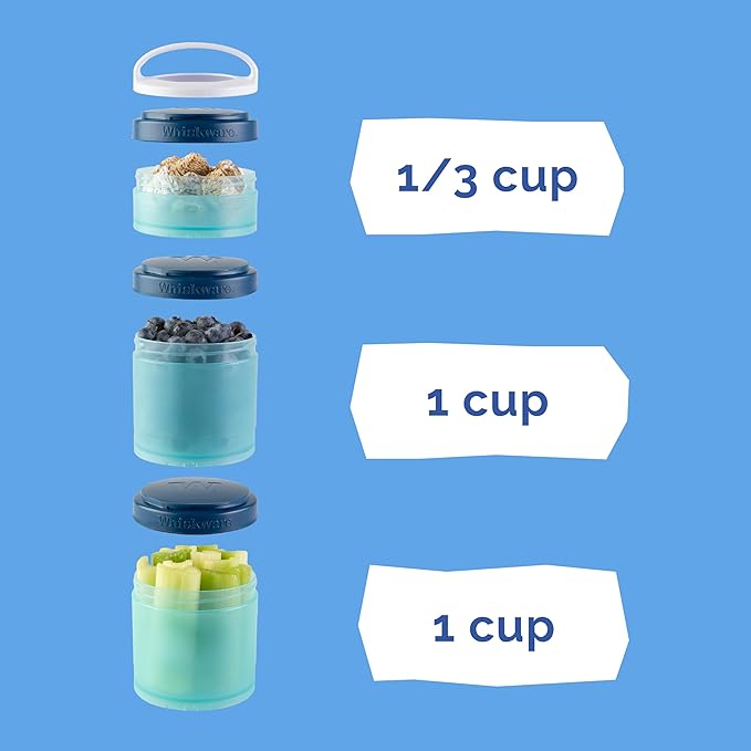 Whiskware Stackable Snack Containers for Kids and Toddlers, 3 Stackable Snack Cups for School and Travel, Our Solar System(Pack of 1)