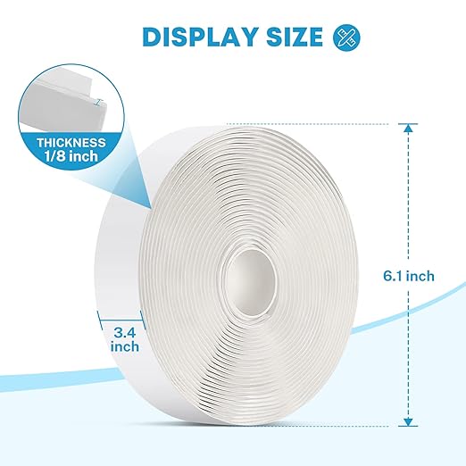 Kohree Butyl Tape White 1 Pack, 1/8" x 3/4" x 30 ft, Butyl Sealant Tape RV Putty Rubber Seal Tape Leak Proof for RV Repair, Window, Boat Sealing