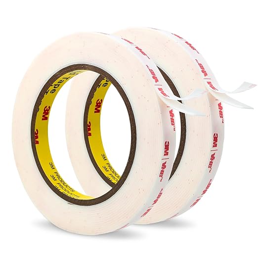 3M Double Sided Tape 1/2'' x 15.4Ft, 0.043in Thick 4950 White Heavy Duty Waterproof Heat Resistant Foam Mounting Tape for Car, Home, Office, Decoration, 2 Pack