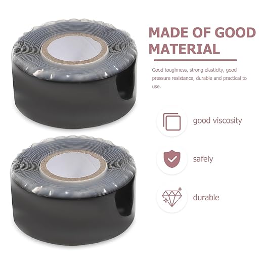 HOMSFOU 2Pcs Self Fusing Rubber Tape for Pipe Leak Repair Waterproof Sealing Tape for Plumbing Garden Hose Leak Stopper Easy Cut and Install-1in(W) X 10ft(L)