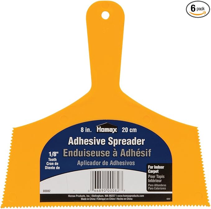 Homax Adhesive Spreader, Yellow, 8", 3/32" Tooth, Spreader for Vinyl Flooring (Pack of 6)