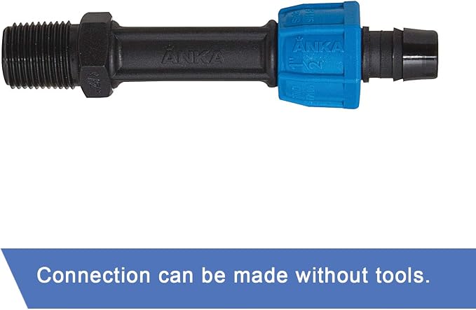 Watts AMA34 ANKA Series High Pressure Poly-Pipe Male NPT Adapter, 3/4" x 3/4" Black Fitting w/Blue Tapered Nut Seal, High Grade Glass Fiber Reinforced Nylon, Agriculture & Irrigation