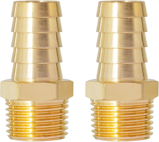 SUNGATOR Hose Barb Fittings 5/8 Inch Barb × 1/2 Inch NPT, Brass Air Hose Fittings, 5/8" to 1/2" NPT Male Air Line Repair Connector Kit, Brass Male Thread Pipe Adapter (2 Pack)