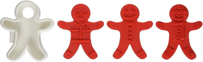 Tovolo Gingerbread Boys Templates Reverse, Dishwasher Safe, Set of 6 Cookie Stamps with Cutter
