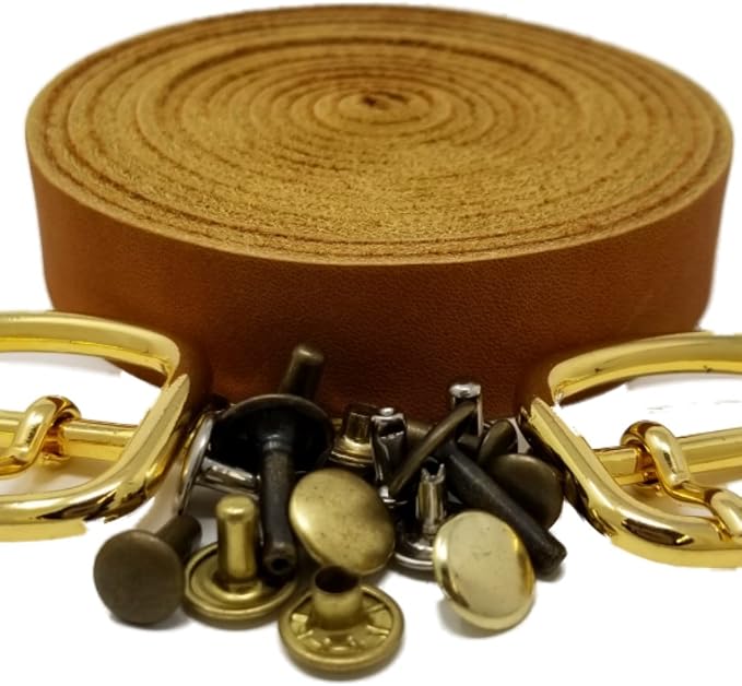 TOFL Genuine Leather Strap | Top Grain Cowhide Strip – Tan (4 Pack) | 72" L x 5/8" W x 1/16" Thick | Suede Backing | Leather Craft Supplies | Leatherworking & DIY Repair Projects | 4-5 oz
