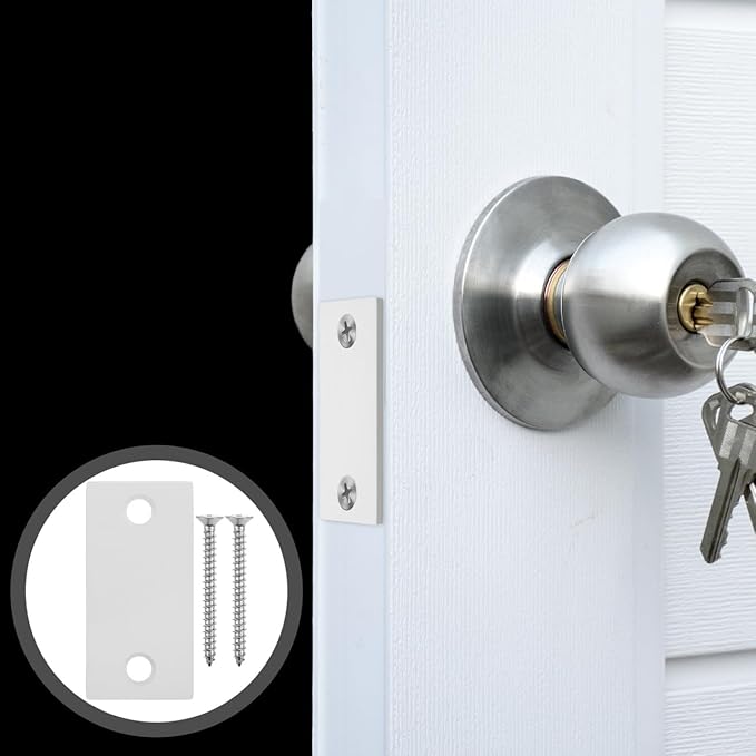 Angoily Door Repair Plate 2.24X1.10 Inch Stainless Steel Door Hole Repair Gasket Edge Gap Filler for Deadbolt Strike Plate and Interior Door Hardware Replacement