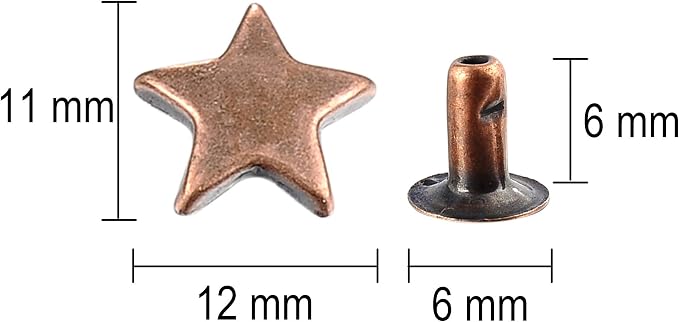 100 Sets 12MM Antique Copper Star Rivets for Leather Star Rivet Studs Garment Rivets Leather Rivets Studs and Spikes for Leather Craft Clothing Bags Belts Dog Collar Shoes DIY Rivets 15/32 Inch