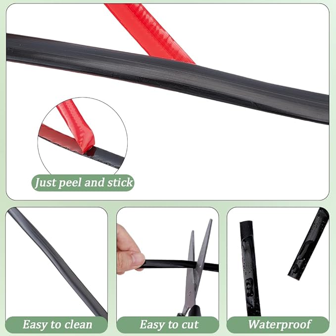 GORGECRAFT 6.56 Yard Waterproof Caulking Strip 0.4 Inch Self Adhesive Black Shower Tub Toilet Caulk Gap Tape Moulding Trim Strip Sealing Edging Tape for Furniture Stove Sink Bathroom Corner Wall Edge