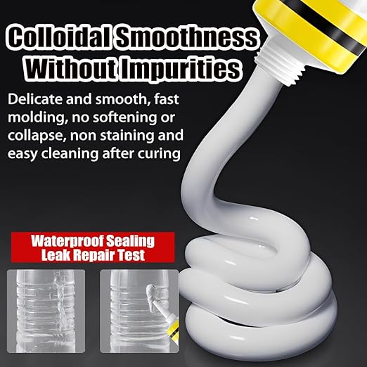 XIRUJNFD 10.6 Oz Multifunctional Waterproof White Caulk with Scraper, Plastic Steel Repair Adhesive for Kitchen Bathroom, Stronger Adhesion Sealant for Window Toilet Sink, Quick-Drying (2 Sets)