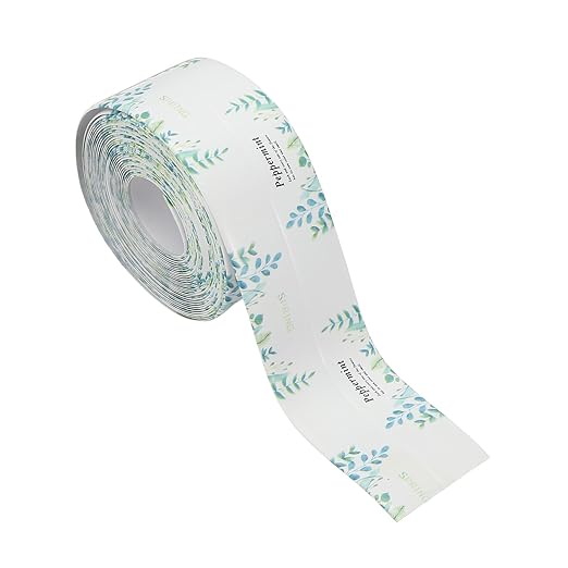 PATIKIL Caulk Tape Waterproof Self Adhesive, PVC Toilet Caulking Sealant Strip Bathtub Caulk Sealing Strip Tape for Bathroom Kitchen Countertop, Palm Leaves (1.5 Inch x 16.4 Ft)