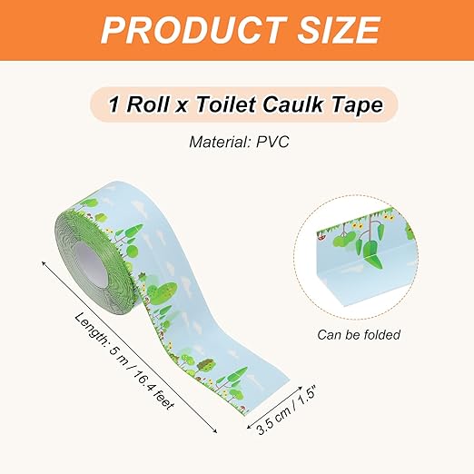 PATIKIL Caulk Tape Waterproof Self Adhesive, PVC Toilet Caulking Sealant Strip Bathtub Caulk Sealing Strip Tape for Bathroom Kitchen Countertop, Forest (1.5 Inch x 16.4 Ft)