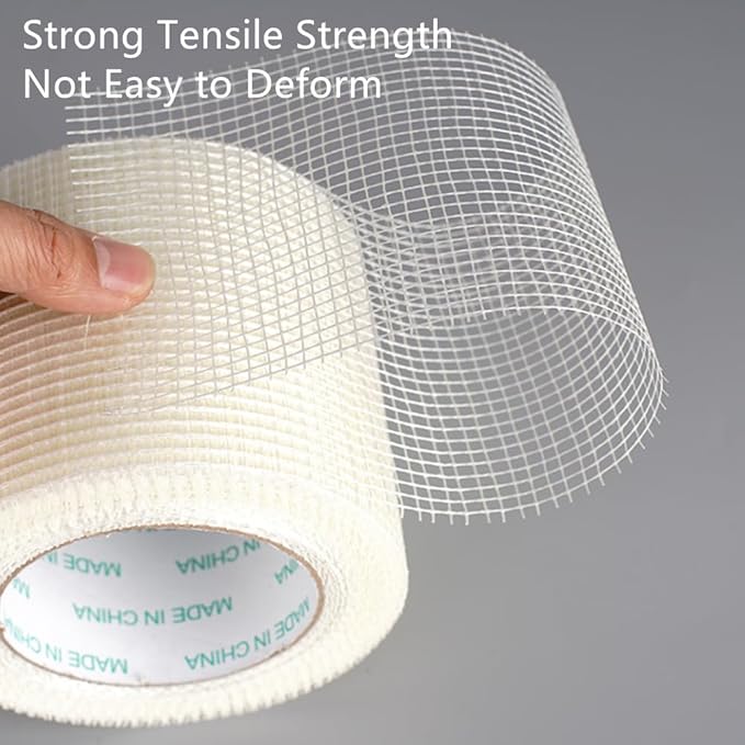 2 Packs Drywall Joint Repair Kit Self Adhesive Fiberglass Drywall Repair Patch Wall Holes Repair Kit Self Adhesive Fiberglass Wall Crack Repair Patch(2 Rolls of 2 Inch x 66 Feet)