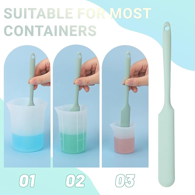 Gartful 6PCS Silicone Spatula Sticks, Non-Stick Epoxy Resin Mixing Sticks Scraper Tools, Reusable Stirring Rods for Resin, Paint, Waxing, Liquid, Arts Crafts Supplies, Facial Mask, Light Green