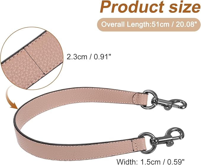 uxcell 19.29 Inch PU Leather Short Bag Strap with Clasp, Purse Handles Handbags Replacement Straps for Clutch Bag Underarm Bags, Pink, Grey Buckle