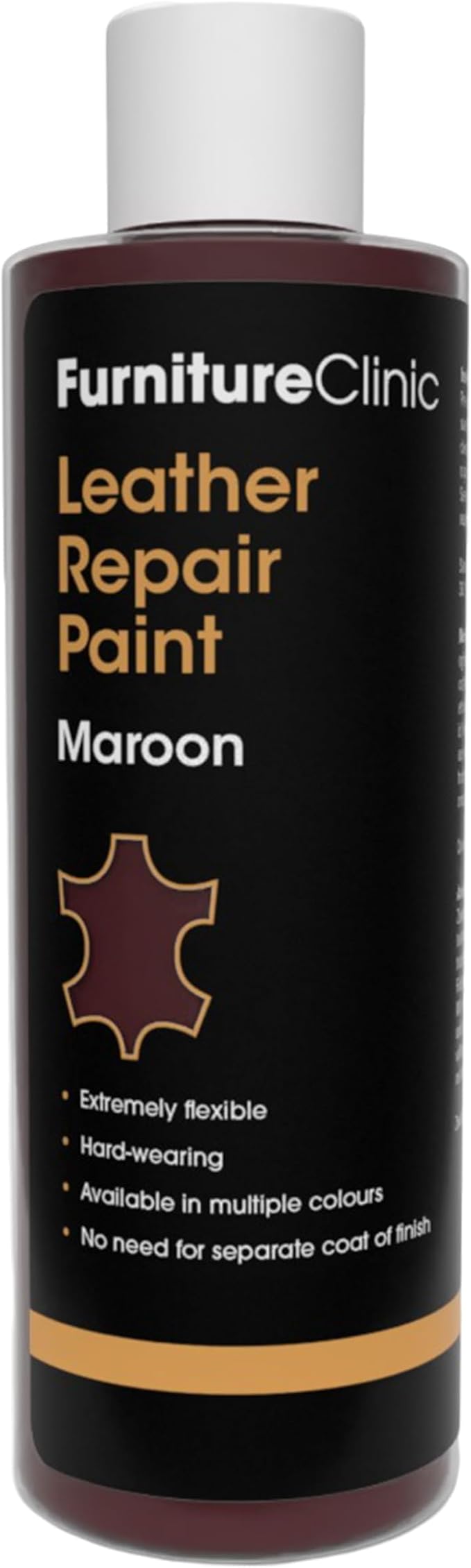 Furniture Clinic Leather Repair Paint | 2-in-1 Seal and Color | Use on Scratches, Tears, and Holes in Car Seats, Furniture | Quick and Easy Leather Repair Kit for Furniture (Maroon, 250ml / 8.5oz)