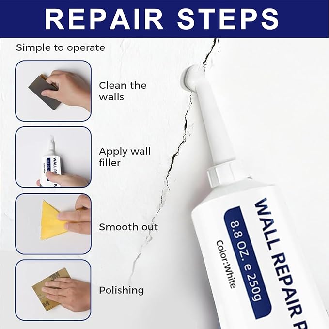 Efficient Drywall Repair Kit with Scraper, 2026 Upgrade Quick Drying Wall Mending Agent for Holes & Cracks, Multi-Functional Drywall Patch Paste Repair Kit for DIY Home Fix