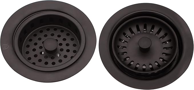 Westbrass CO2165S-12 COMBO PACK 3-1/2" Post Style Large Kitchen Sink Basket Strainer and Waste Disposal Drain Flange with Basket Strainer, Oil Rubbed Bronze