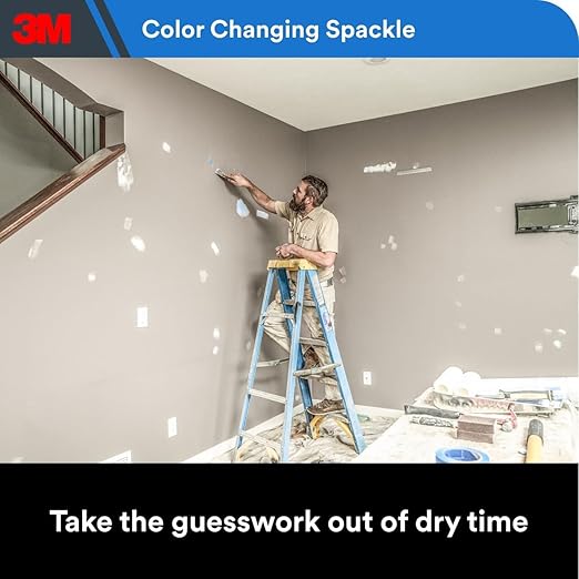3M High Strength Color Changing Spackling Compound, 32 oz Tub, 6 Pack – Blue-to-White Drying Formula, Fast-Drying, No Shrink, Primer-Enhanced, Professional Interior and Exterior Wall Repair Compound