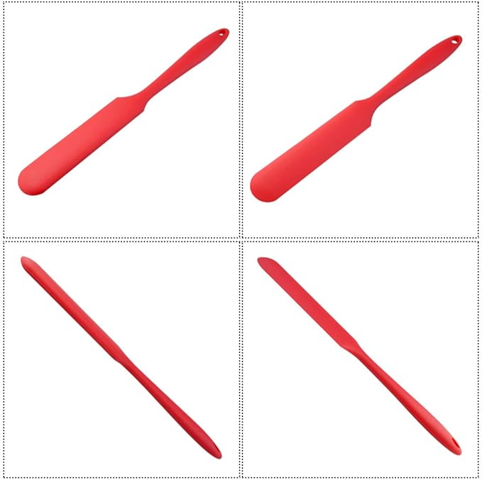 4pcs Silicone Spatula Set Heat Resistant Cake Cream Butter Spatulas Mixing Batter Scraper Non-Stick Flexible Baking Cooking Tool 4 Colors (red)