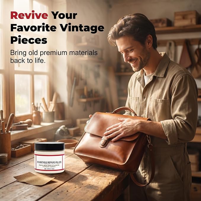 LECDOA Leather Filler, Flexible Fast Drying Leather Repair Compound, Paintable Waterproof Leather Repair Paste, Fixes Holes Tears Cracks Scratches for Car Seats Furniture Shoes (2pcs)