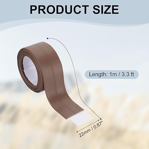 PATIKIL 1" x 3.3 ft Caulk Tape, Caulk Strips PVC Self Adhesive Caulking Tape Waterproof Edge Protectors for Bathroom Accessories Kitchen Countertop, Brown