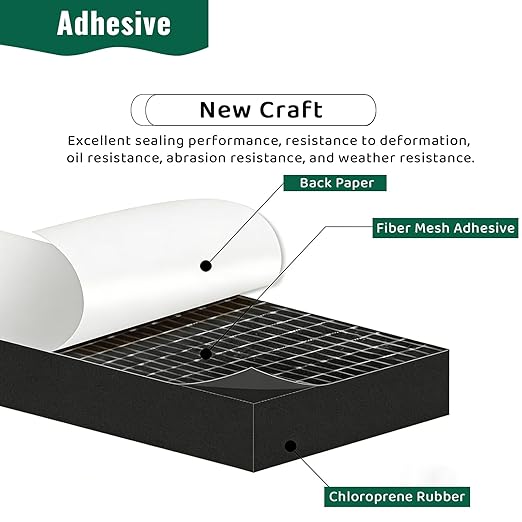 High Density Foam Tape - 1/2'' x 1/16'' x 13Ft Weatherproof Adhesive Prevent Condensation Heat Resistant Flame Retardant Weather Stripping Easy to Cut & Install & Remove for Car Doors Pipes Windows