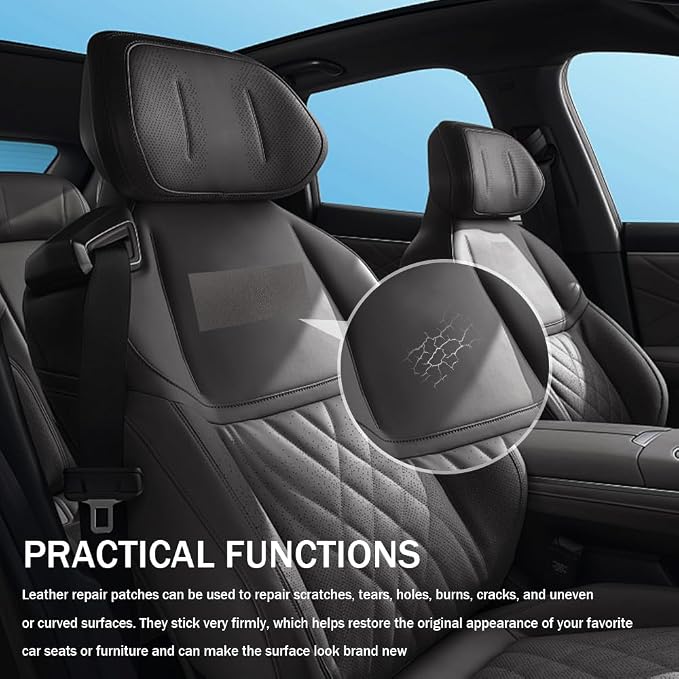 2PCS Vinyl and Leather Repair Kit, Leather Car Seat Repair Kit, 4 x 8 Inch Self Adhesive Waterproof Automotive Seat Patch, Car Fabric Sofa Vinyl Tape for Vehicles, Couches, Furniture (Gray)