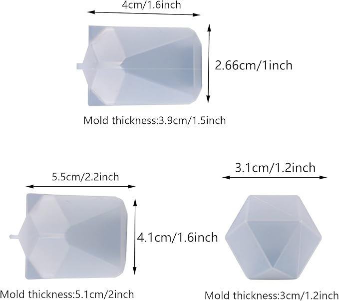 Yayatty Crystal Resin Molds, 7 Style Multi-Facet Gemstone Cube Silicone Resin Molds, Cube Geometric Silicone Molds for Epoxy Resin for Jewelry Making, Home Decor