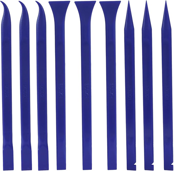 Plastic Scraper Tool 9 Pieces Non-Scratch Cleaning Kit for Tight Spaces, Remove Stickers Labels Oil Stains Food Dirt(Blue)