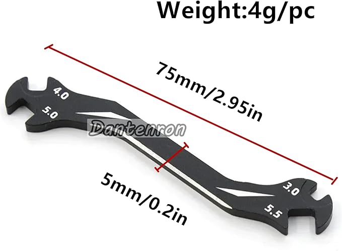 RC Multi-Function Wrench Turnbuckle Nut Ball Joint Remover 3mm 4mm 5mm 5.5mm Universal Repair Tool Aluminum Alloy for 1/10 1/8 1/24 Crawler Truck Off Road Car Boat Drone Airplane (Black)