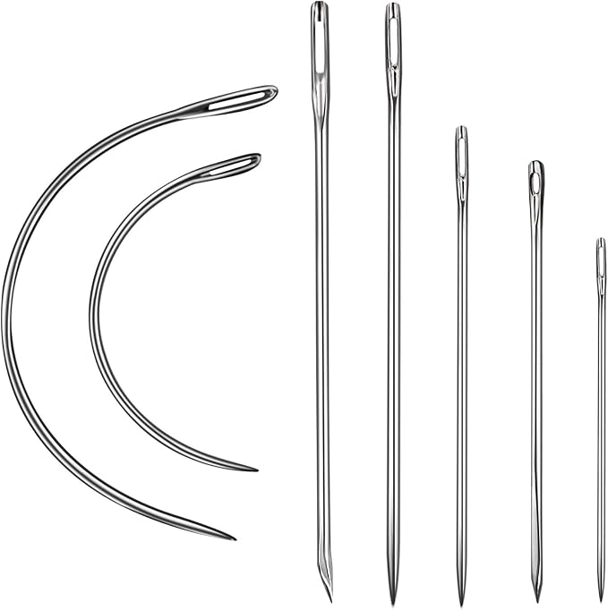 Heavy Duty Hand Sewing Needles Kit, 28 PCS Leather Sewing Needles with 20 Leather Hand Sewing Needle and 8 Curved Needle for Home Upholstery, Leather Needles for Hand Sewing, Carpet Canvas Repair