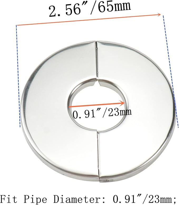 Wall Split Flange, Stainless Steel Round Escutcheon Plate for 0.91"/23mm Diameter Pipe, Pack of 4