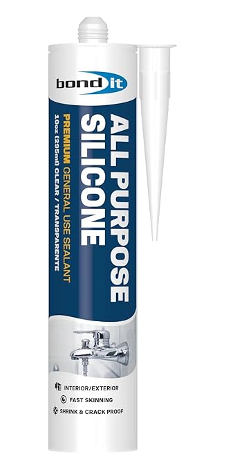 Bond It All Purpose Silicone, Premium General Use Acetoxy Sealant, Waterproof Flexible Silicone for Bathroom, Kitchen, Windows, Doors, Showers, Indoor, Outdoor Sealing, 10 oz, Beige