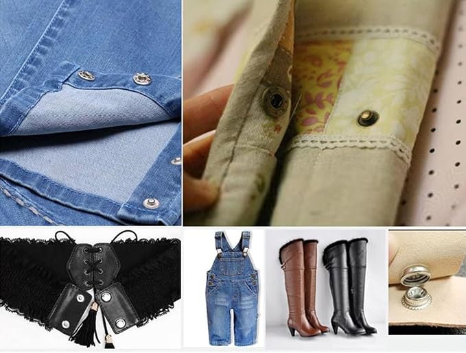 BetterJonny 24 Sets Heavy Duty Leather Snap Fasteners Kit, 15mm Metal Snap Buttons Press Studs Leather Rivets Snaps with 4 Setter Tools for Clothes Bracelet Jackets Jeans Silver