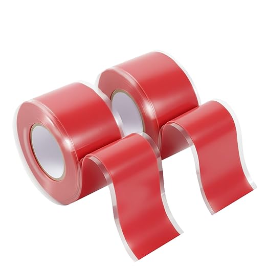 2-Pack Red Rubber Splicing Tape (20 Ft Total) - Self Fusing Emergency Repair Tape for Wiring & Marking - Non-Slip Silicone Grip for Handlebars - Easy-Peel Liner, 1 Inch x 10 Feet