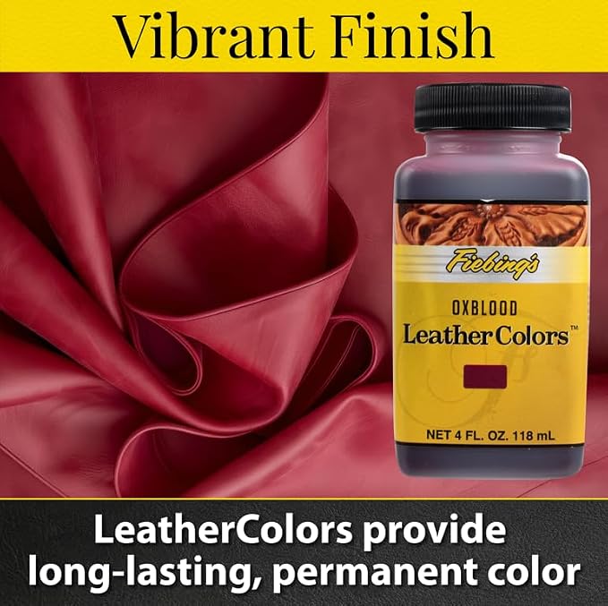 Fiebing's LeatherColors (4 Fl Oz, Oxblood) - Leather Dye for Natural Leather - Water-Based, Non-Flammable Formula - Permanent & Penetrating Color for Shoes, Boots, Furniture - Safe for Institution Use