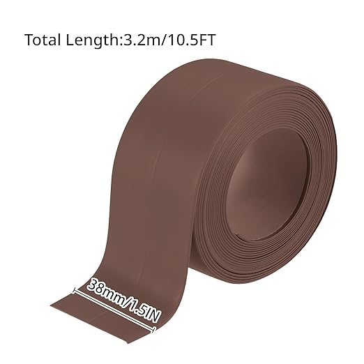 3 Rolls Caulk Tape Self Adhesive Caulk Strip Waterproof,Brown Caulking Sealant Trim for Bathroom, Caulk Sealing Strip for Toilet Sink Edge Protector with Sealing Tool (10.5Ft x 1.5In)