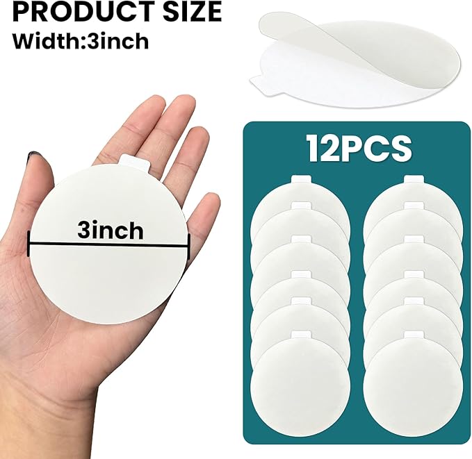 Birllaid 12Pcs Inflatable Patch Repair Kit Waterproof, 3" Pool Repair Patch, Outdoor TPU Repair Patch for Inflatable Pool, Bounce House, Raincoat, Umbrella, Swimming Ring, Large, Clear, Heavy Duty