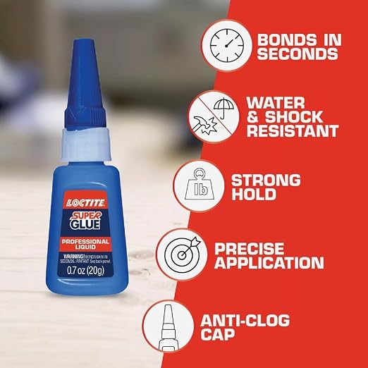 Loctite Super Glue Professional Liquid, 20 Gram Bottle, 1 Pack - Clear Superglue for Plastic, Wood, Metal, Crafts, & Repair, Instant Glue Adhesive, Quick Dry