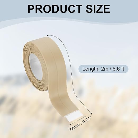 PATIKIL 1" x 6.6 ft Caulk Tape, Caulk Strips PVC Self Adhesive Caulking Tape Waterproof Edge Protectors for Bathroom Accessories Kitchen Countertop, Beige
