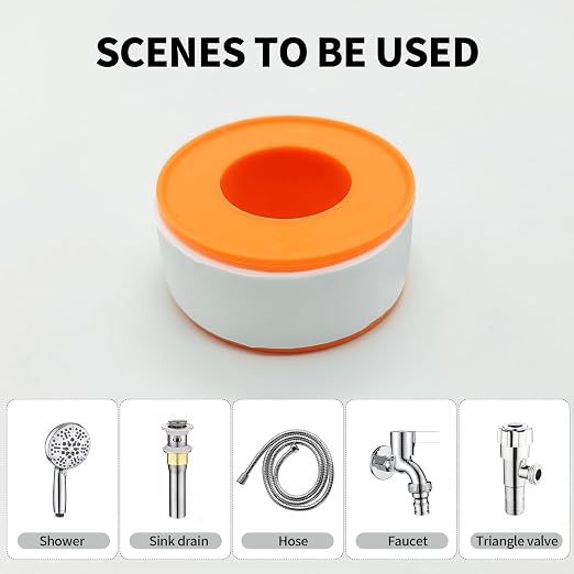 Teflon Tape-2pack Plumber Tape for Pipe Joints - Leak-Proof Pipe Sealant Tape with High Temperature Resistance, Durable for Shower, Faucet, Hose, Sink Drain, Triangle Valve